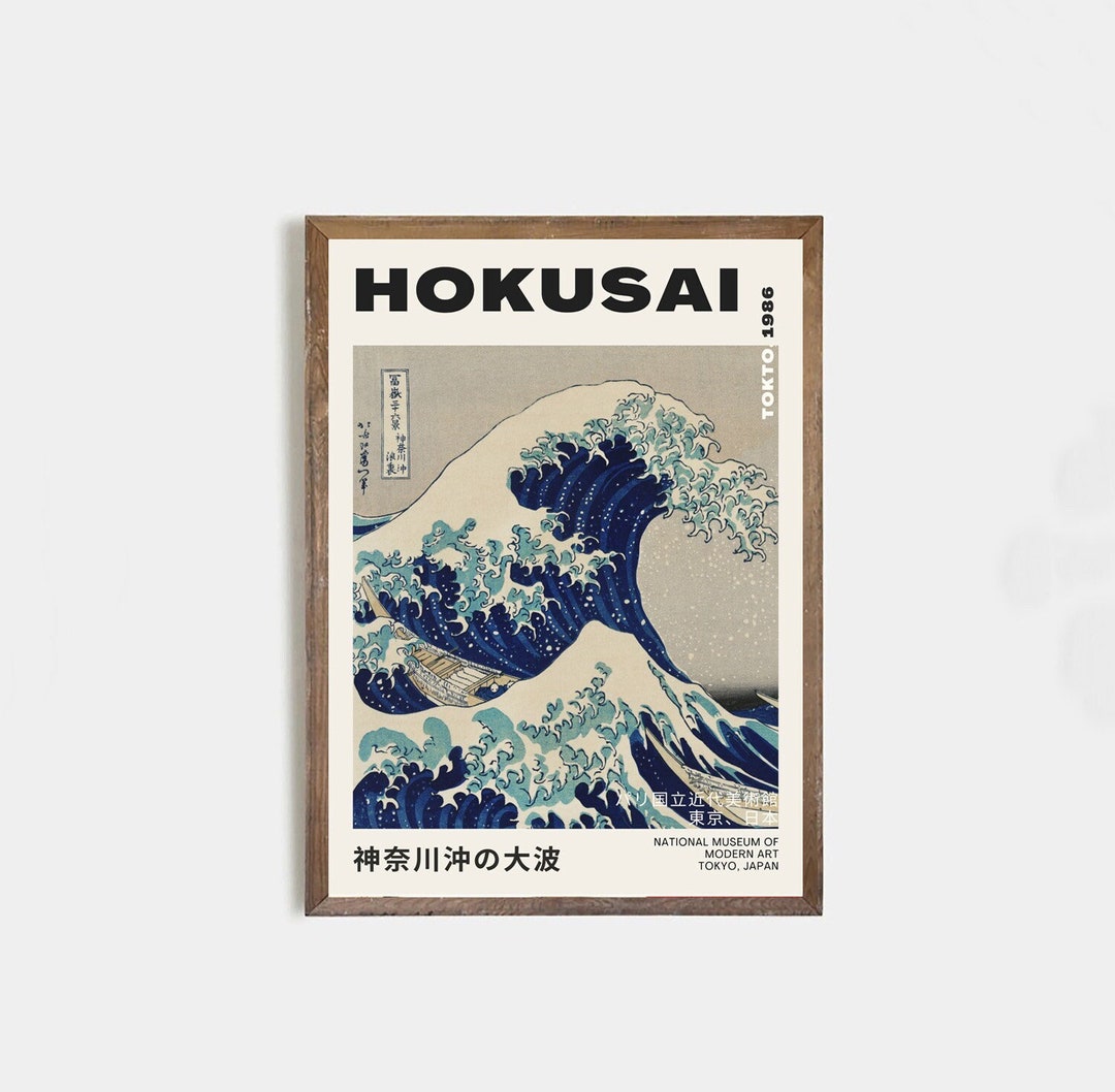 Vintage Japanese Art, Hokusai Poster, the Great Wave off Kanagawa