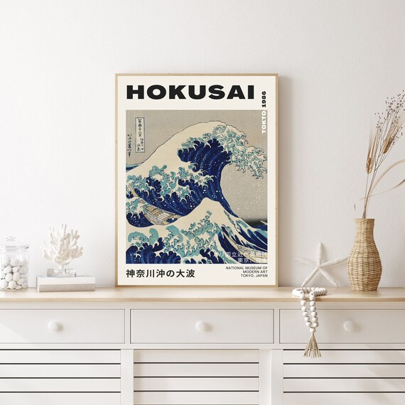 Vintage Japanese Art, Hokusai Poster, the Great Wave off Kanagawa