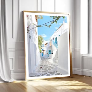 Cycladic blue and white art | Greek island Instant download print | Summer travel wall art | Mediterranean coastal home style | summer art