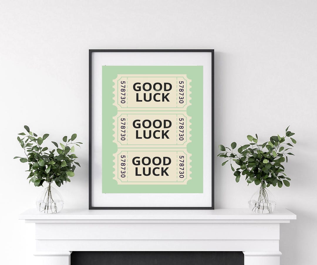 Good Luck Ticket Poster | Retro Lucky Coupon Wall Art | Cute Whimsical ...