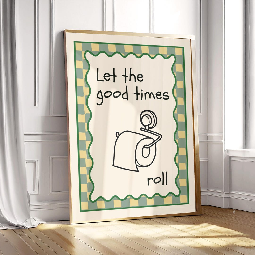 Funny Toilet Paper Wall Art for Bathroom | Retro Pink Preppy Y2K WC ...