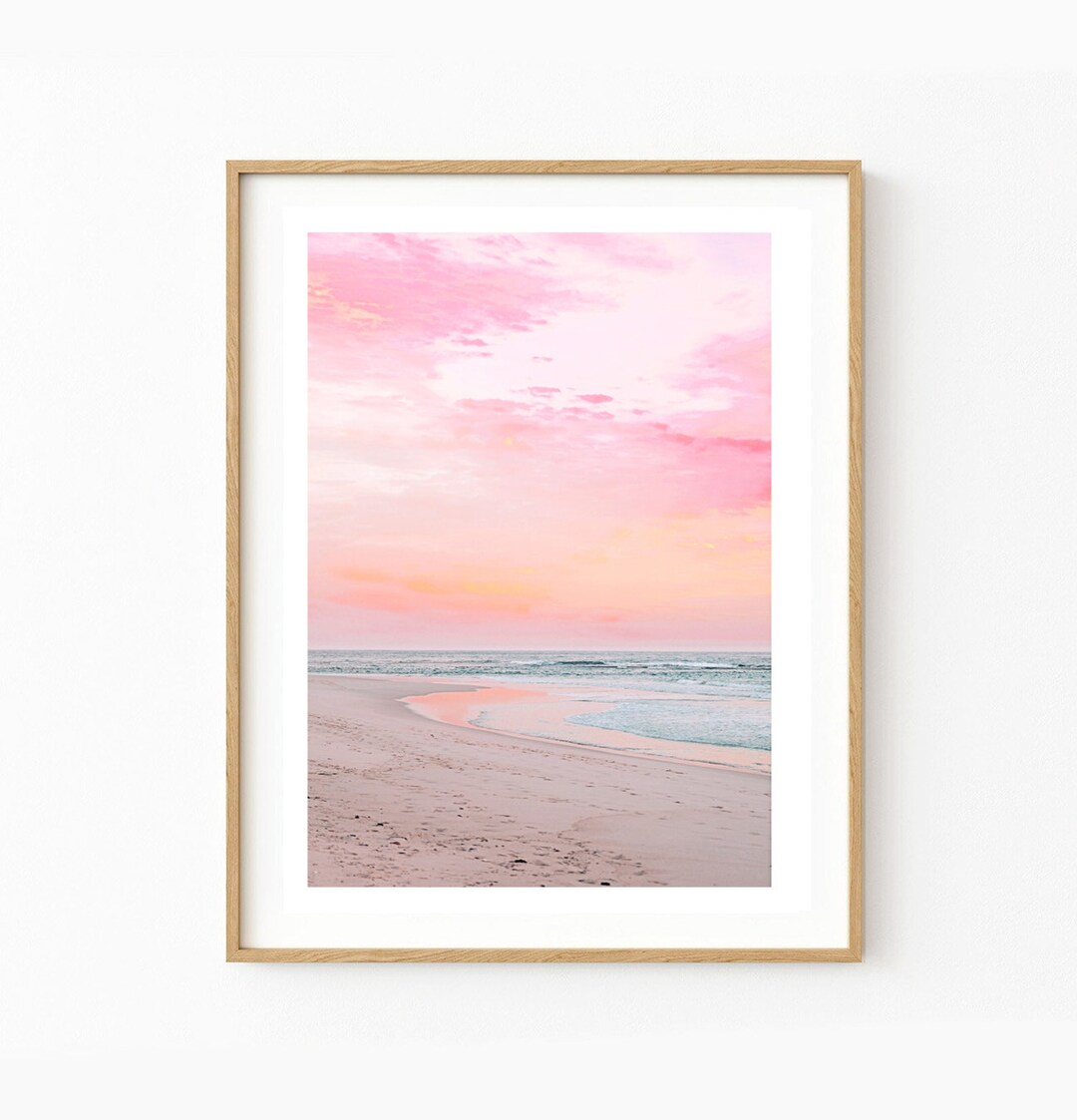Ssunset at the Beach Wall Art | Calming Ocean Print in Pastel | Soft ...