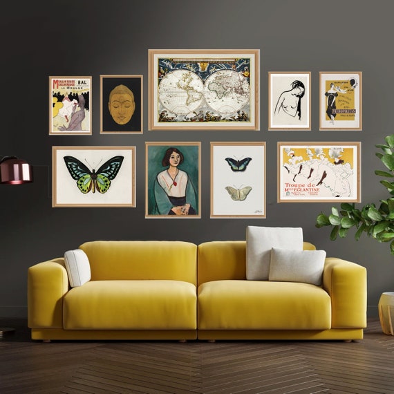 Vintage Art Print Set Retro Gallery Wall Set Digital Art Etsy