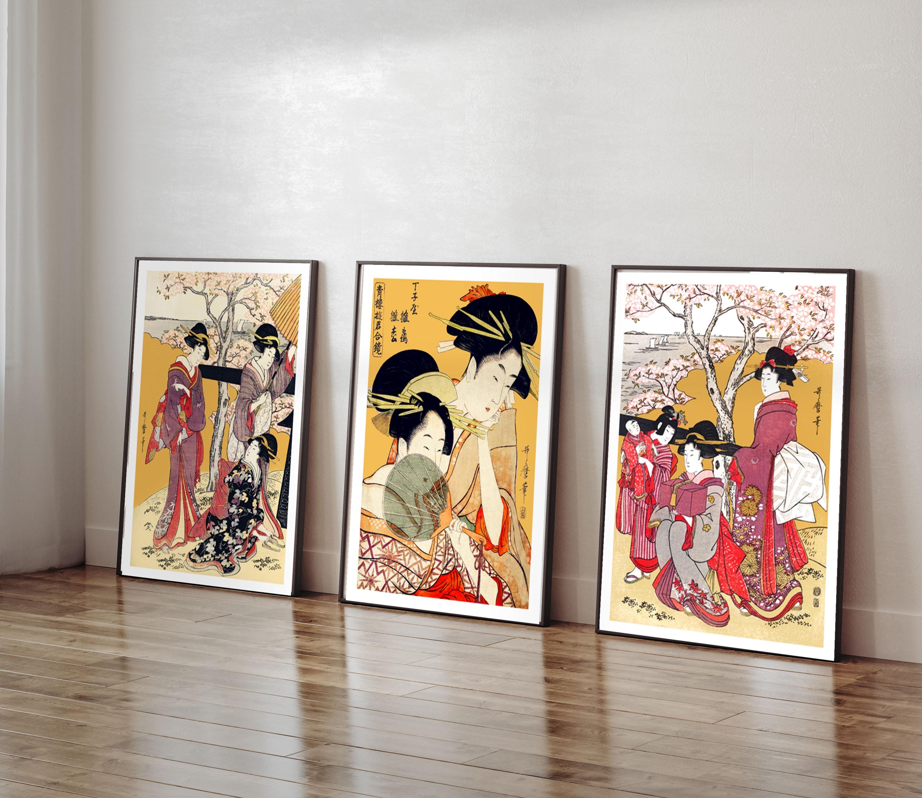 Set of 3 Geisha Wall Prints | Vintage Ukiyo-e Japanese Art | Japandi ...