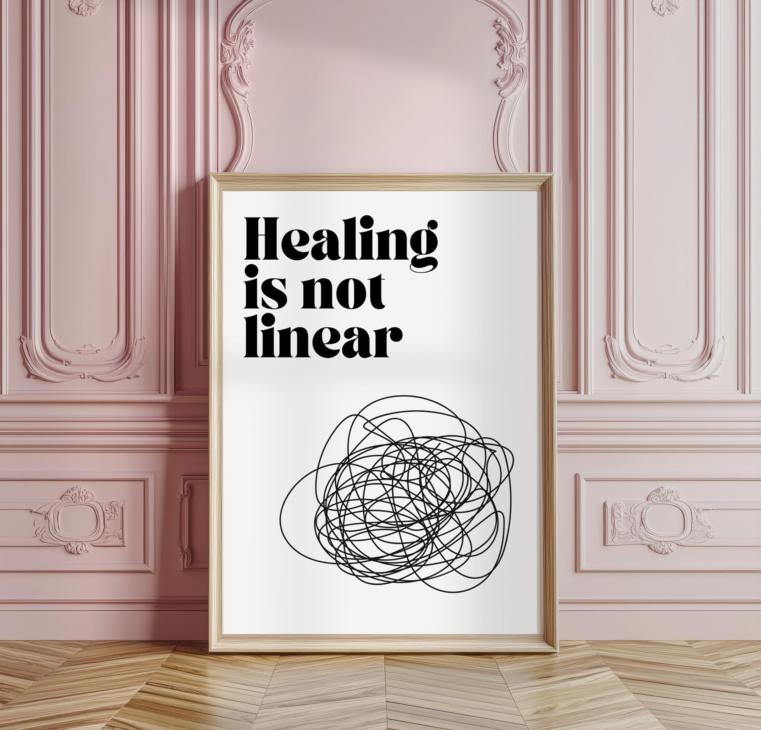 Healing is not linear Art Print | Mental Health Poster for Self-Love | Boho Therapy Wall Art | Gentle Emotional Wellness Reminder