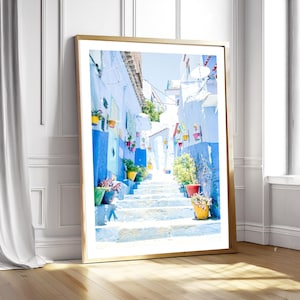 Mediterranean Sea Wall Art Print | Greek Summer Art | Coastal Home Decor | Mediterranean Blue and White | Travel Themed Printable Wall art