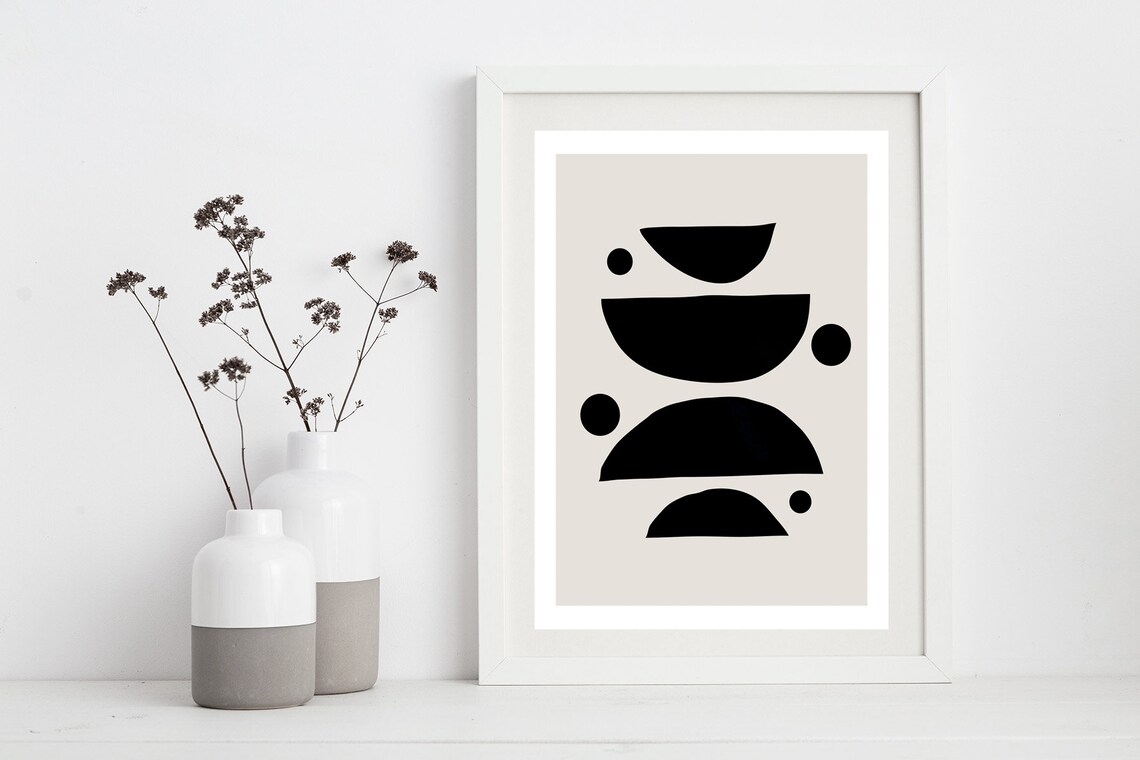 Midcentury printing black and white art midcentury modern Etsy