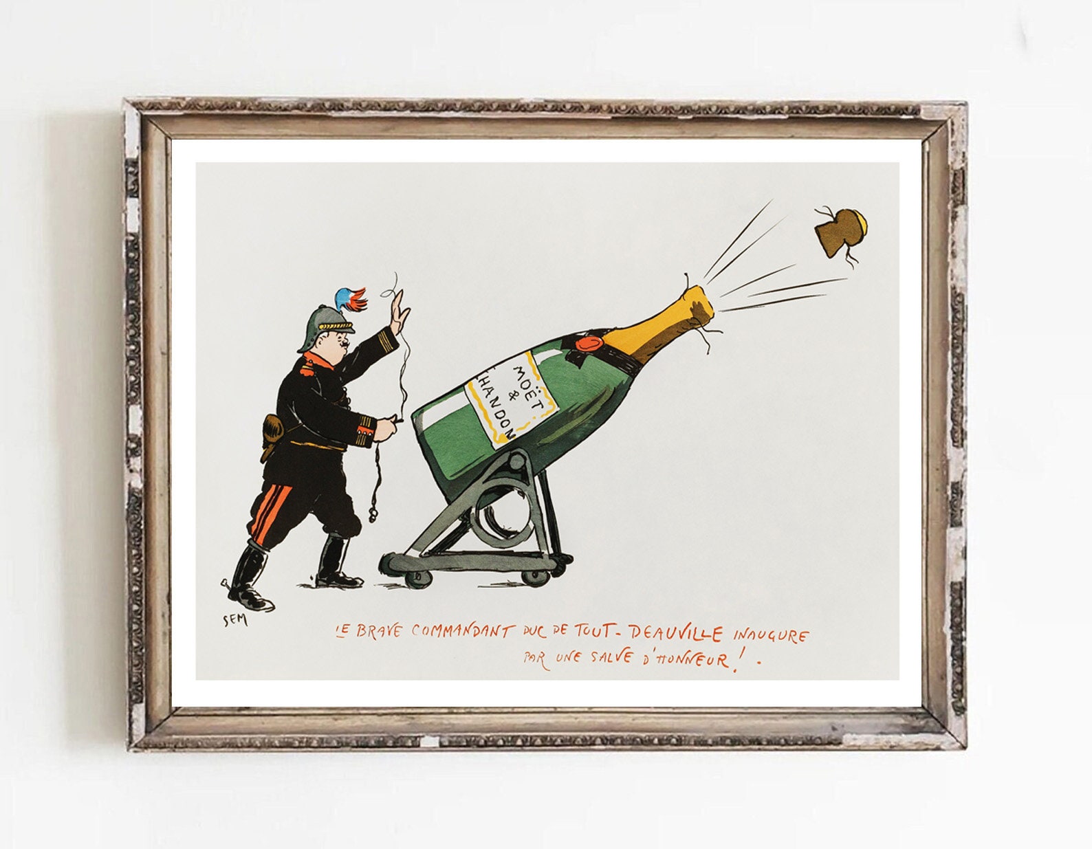 Vintage Illustration of Moët Chandon, Vintage French Champagne