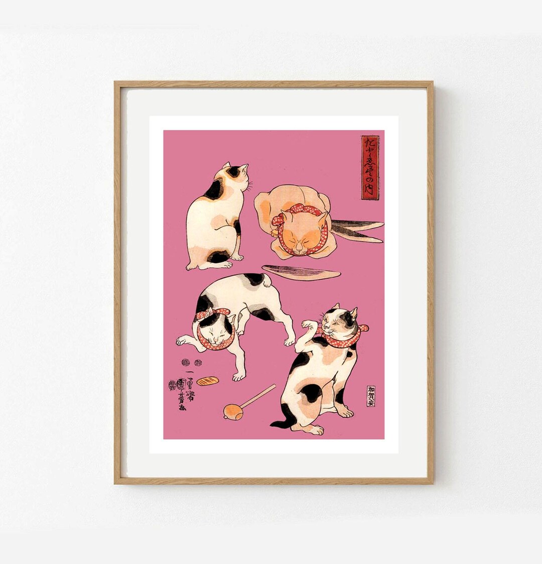 Kawaii Cat Printable | Pastel Japanese Art Print | Cute Retro Feline ...