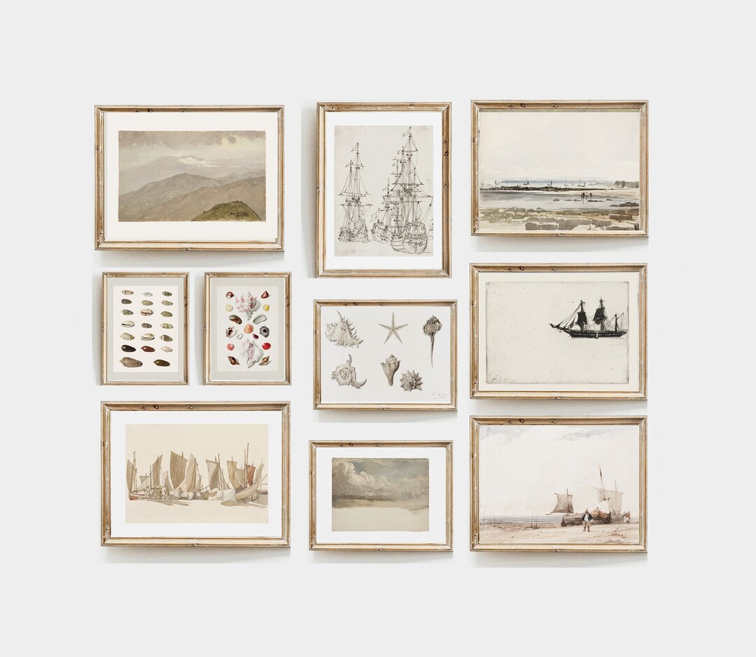 Minimalist Navy Gallery Wall Art Set, Neutral Navy Art Prints, Navy