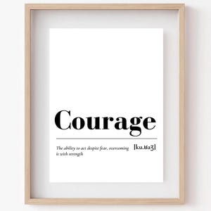 Courage dictionary art wall office | Definition courage poster | Inspirational poster for motivation | Minimalist and modern wall decoration