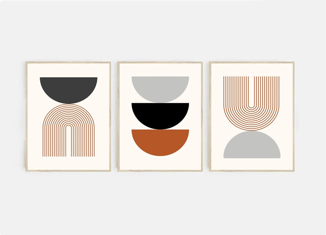 Printable Mid Century Modern Art Prints, Abstract Geometric Print Set ...