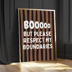 Funny Halloween Poster “Boo But Respect My Boundaries” | Autism ADHD Neurodivergent Art | Introvert Spooky Printable | Neurospicy halloween