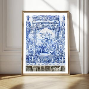 Blue Portuguese Tile Printable Art | Azulejo Photo from Porto | Mediterranean Kitchen Bathroom Decor | Porto architecture Digital Download