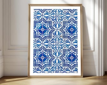 Blue Azulejos Wall Art Printable | Portuguese Tile Photography from Porto | Portugal Kitchen & Bathroom Decor | Instant Digital Download