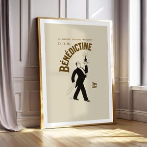 Arte publicitario vintage francés I publicidad de alcohol vintage I arte de carteles vintage I arte de cocina I decoración de bar I licor benedictino