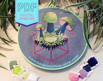 Bog Frog PDF Cross Stitch patroon - digitale download