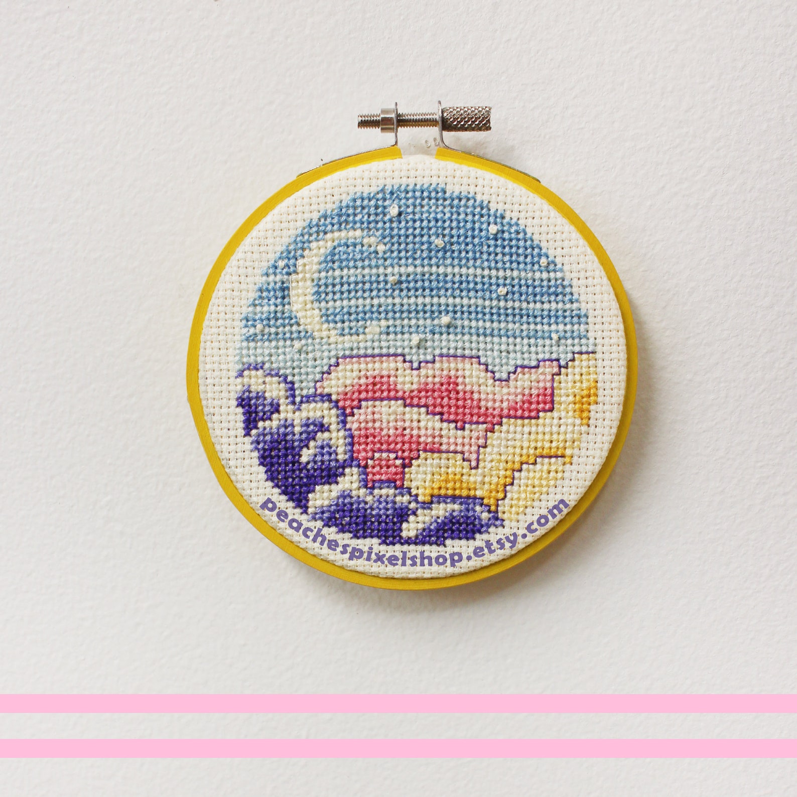 Moon Clouds PDF Cross Stitch Pattern - Soft Night Sky Xstitch Pixel Art ...
