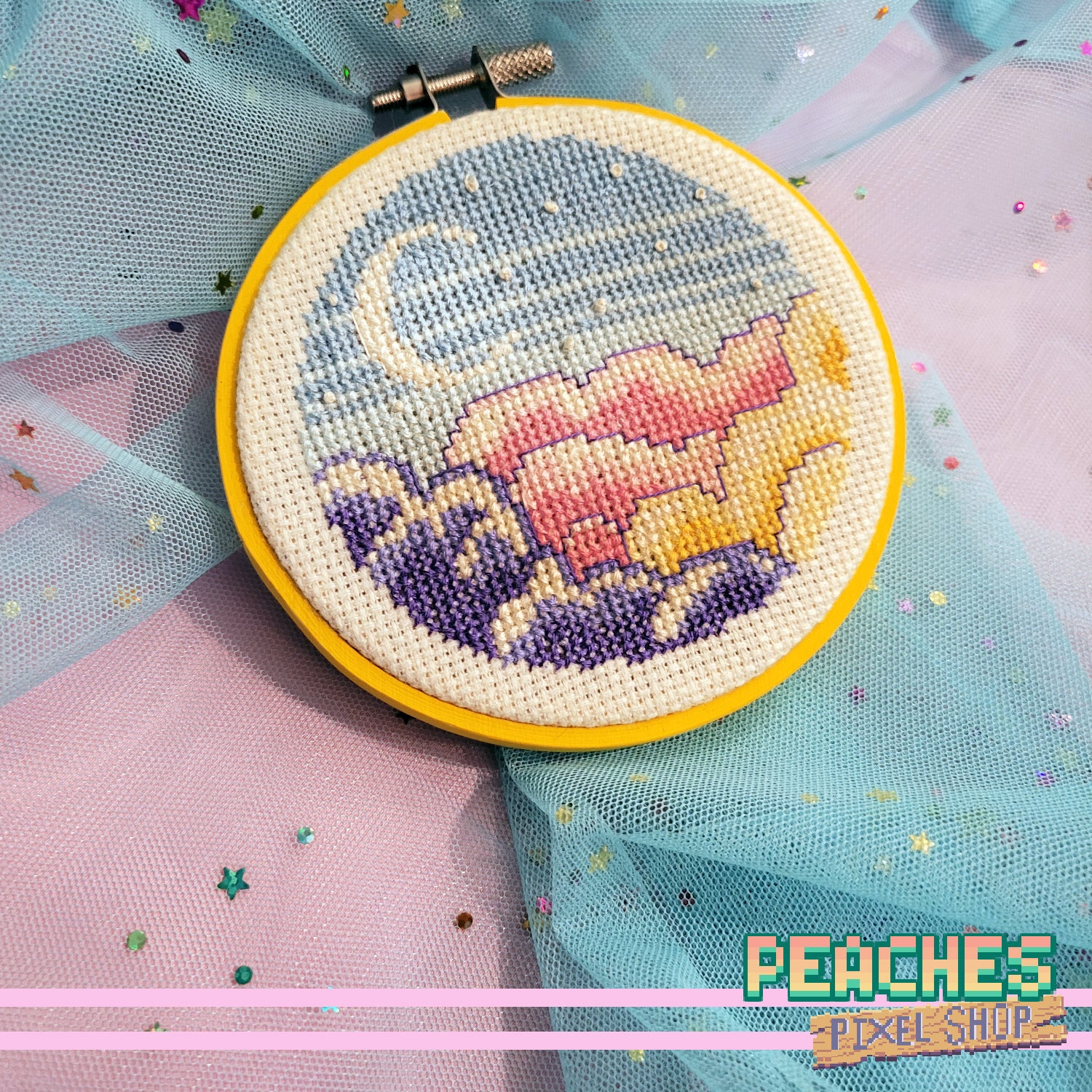 Moon Clouds PDF Cross Stitch Pattern Night Sky Pixel Art - Etsy