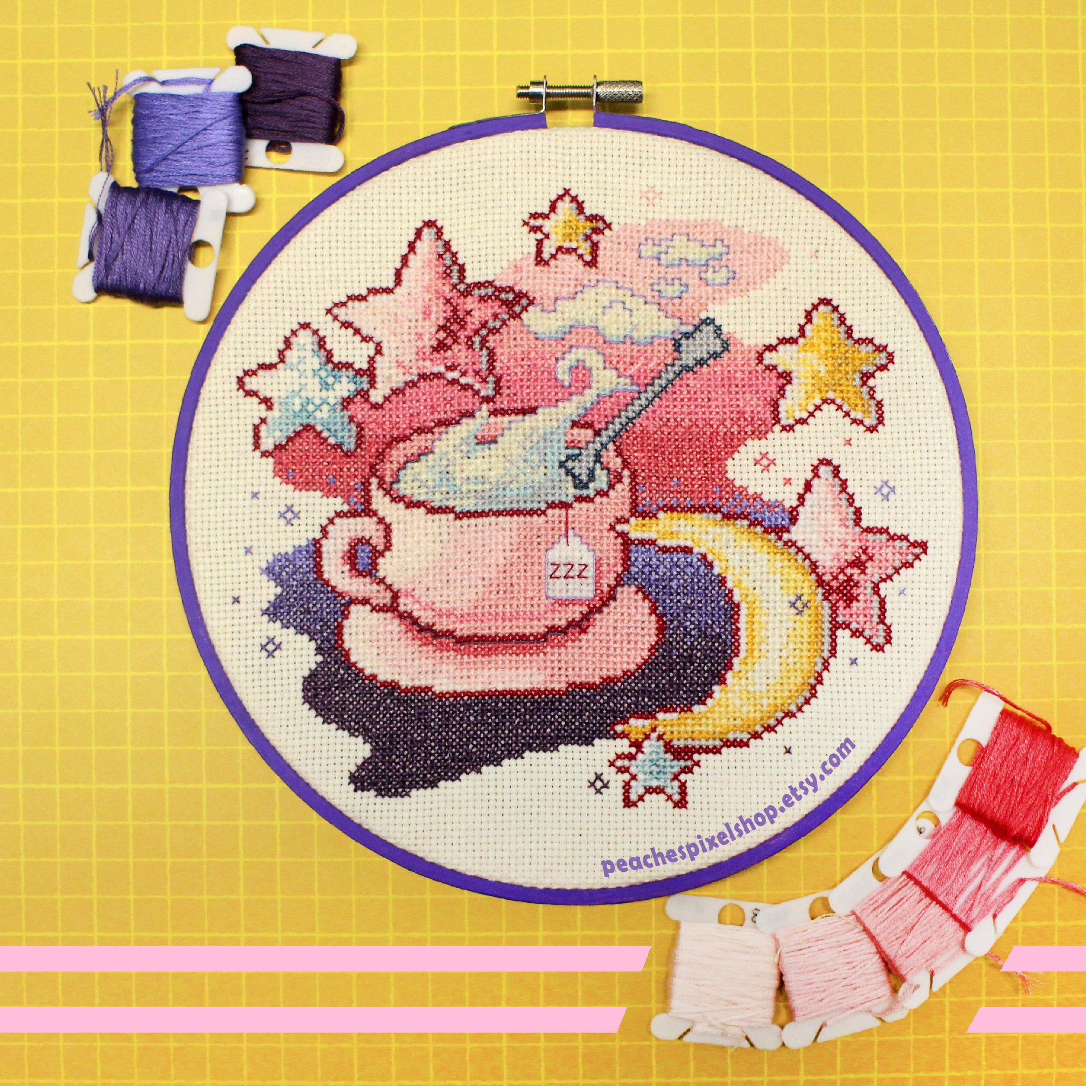 Sleepy Time Tea PDF Cross Stitch Pattern - Digital Download - Etsy