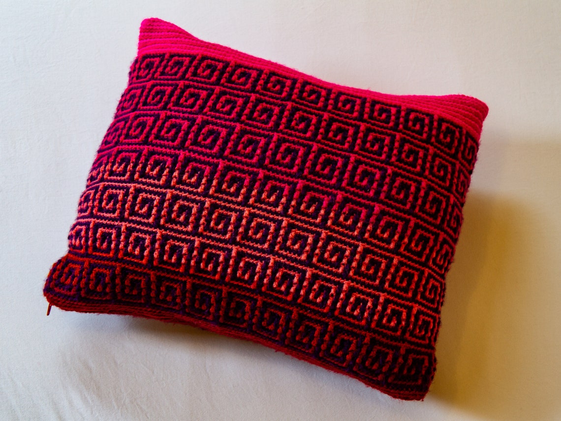 Cushion cover Pillowcase Mosaic crochet Greek style Vivid Etsy