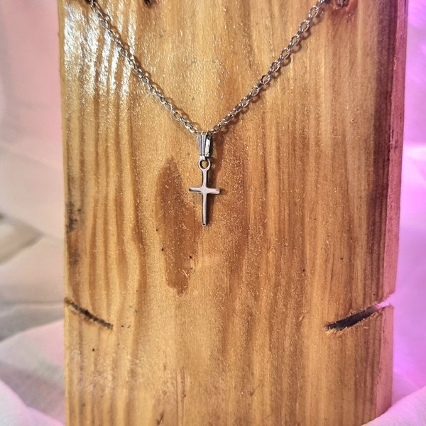 Collier foi chrétienne croix inoxydable argenté