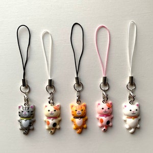 Kawaii Cat Charm (5 Options) / Animal Phone Charm / Kawaii Phone Charm / Phone Charm / Kawaii / Phone Chain / Phone Strap / Phone Accessory