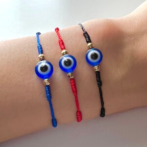 Evil Eye Bracelet (3 Colours) / Adjustable String Bracelet / Nazar Bracelet / Friendship Bracelet / Evil Eye Charm / Y2K Bracelet / Gift