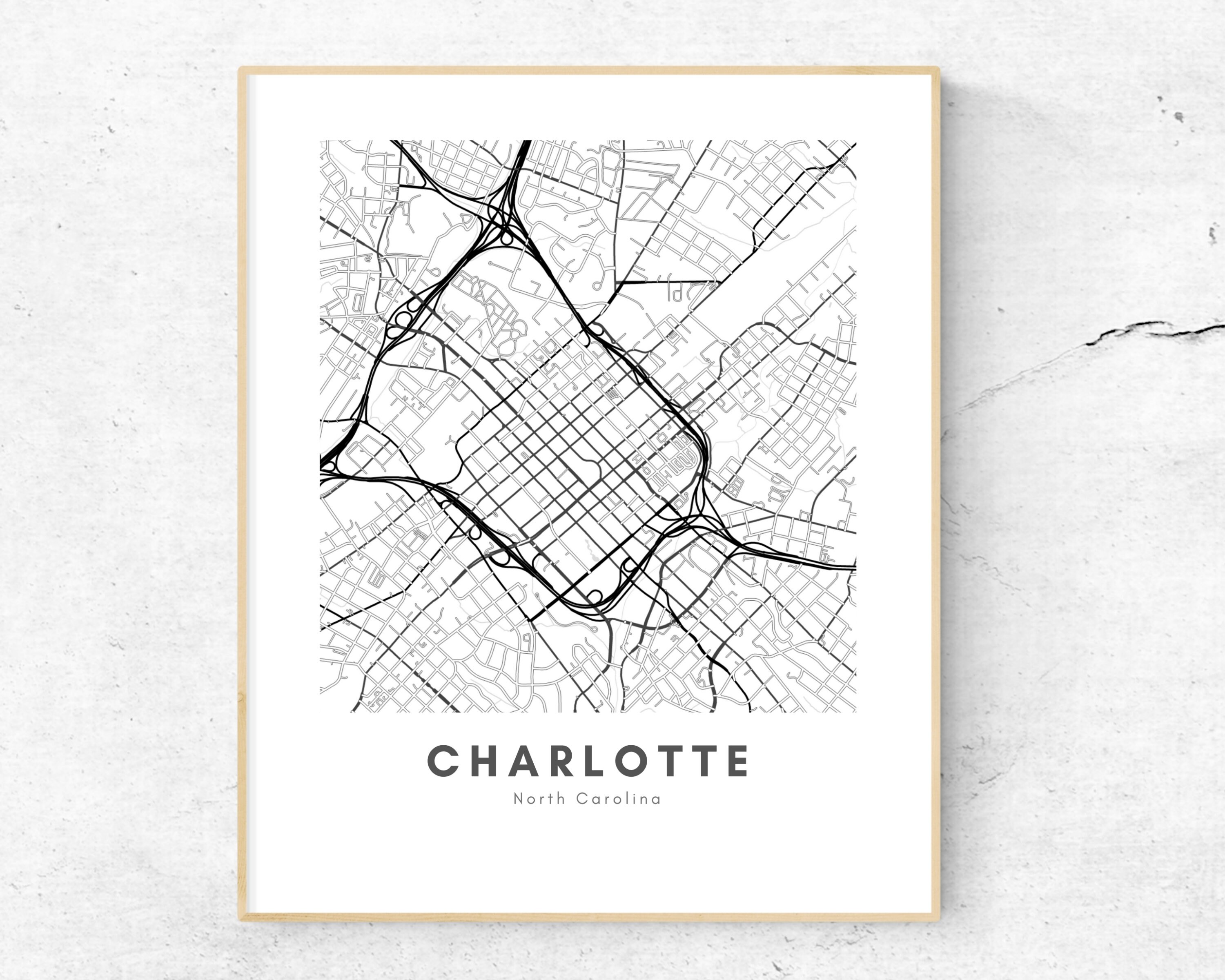 Charlotte Area Map Print Charlotte City Map Charlotte NC Map Etsy
