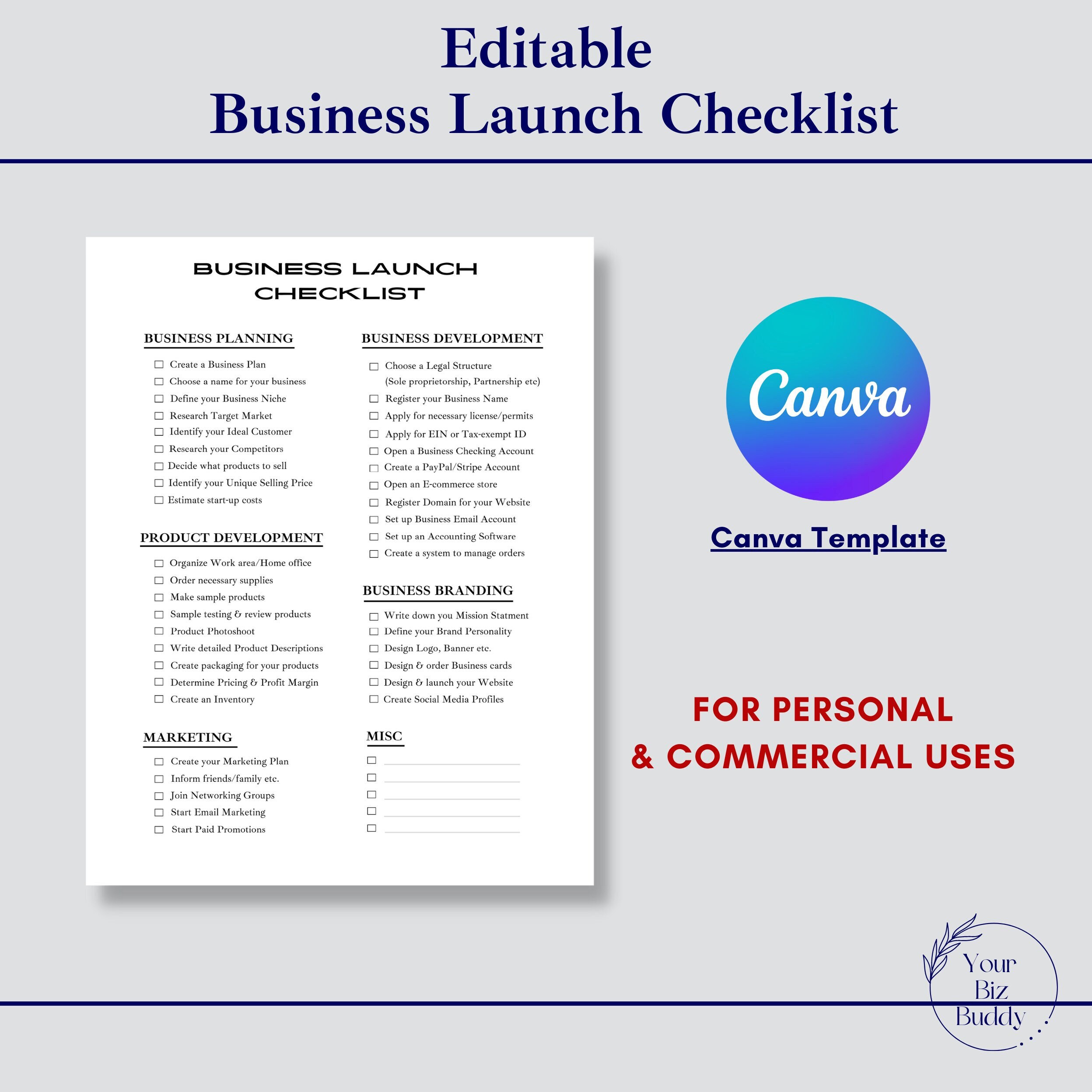 Business Launch Checklist Template Startup Business Guide Etsy Business Launch Checklist Template Startup Business Guide Etsy
