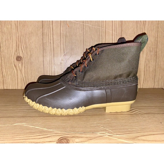 Mens LL Bean Nylon Camo Green Boots Sz 