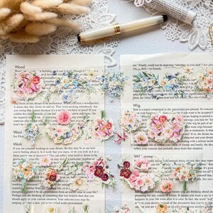 AMOSTRA apenas fitas PET brilhantes One Loop Flower Bouquet para diário criativo de lixo, adesivos de planejador bujo