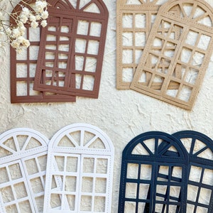 Conjunto de corte de matriz com janela aberta arqueada para fazer cartões, scrapbooking, artesanato em papel para diário de lixo