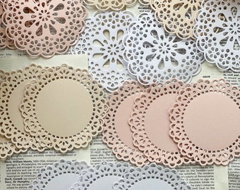 Set 12pcs die cut lace paper doilies doily for card making, scrapbooking, creative junk journaling, paper crafts