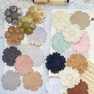 5er-Set gestanzte Blüten-Deckchen aus Papier für Junk Journaling, Scrapbooking, Kartenherstellung, Mixed Media Papier, Basteln
