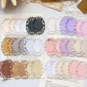 Set von 6 gestanzten kleinen ovalen Papierdeckchen zum Basteln, Scrapbooking, Karten machen, Scrapbooking