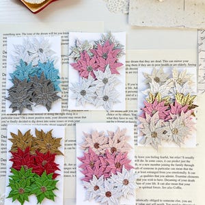 Juego de 12 troqueles de pétalos de flores de Pascua de Navidad para crear tarjetas, diarios basura, álbumes de recortes, manualidades con papel de técnica mixta