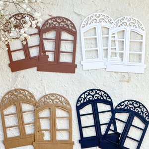 Conjunto de janelas de flores cortadas e cortadas para fazer cartões, scrapbooking, diário de lixo, artesanato em papel