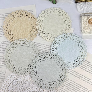 Lot de 5 napperons en papier découpés, légers et discrets, création de cartes de journalisation indésirable, scrapbooking, techniques mixtes, artisanat en papier