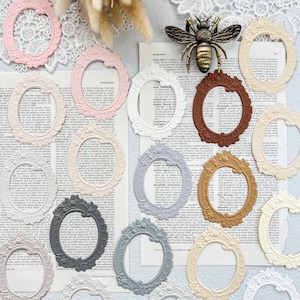 Conjunto de 5/10 peças de molduras em relevo cortadas e decoradas para fazer cartões, scrapbooking, diário criativo de lixo, artesanato em papel