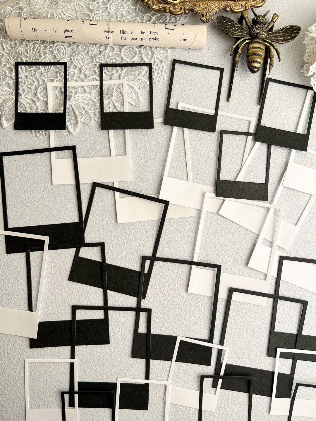 Set 8pcs Die Cut Polaroid Style Black White Frames for Creative Junk ...