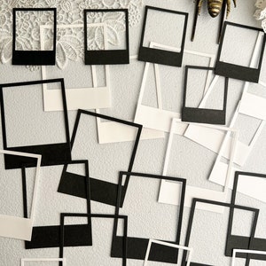 Set von 8 schwarz-weißen Polaroid-Rahmen für Junk Journaling, Scrapbooking, Kartenherstellung, Papierbasteln