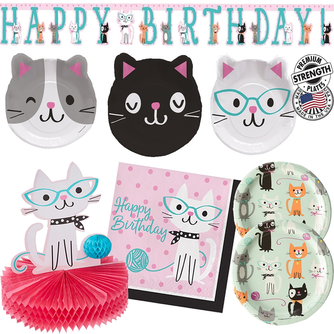 cat-birthday-party-supplies-girls-kitten-themed-purr-fect-etsy