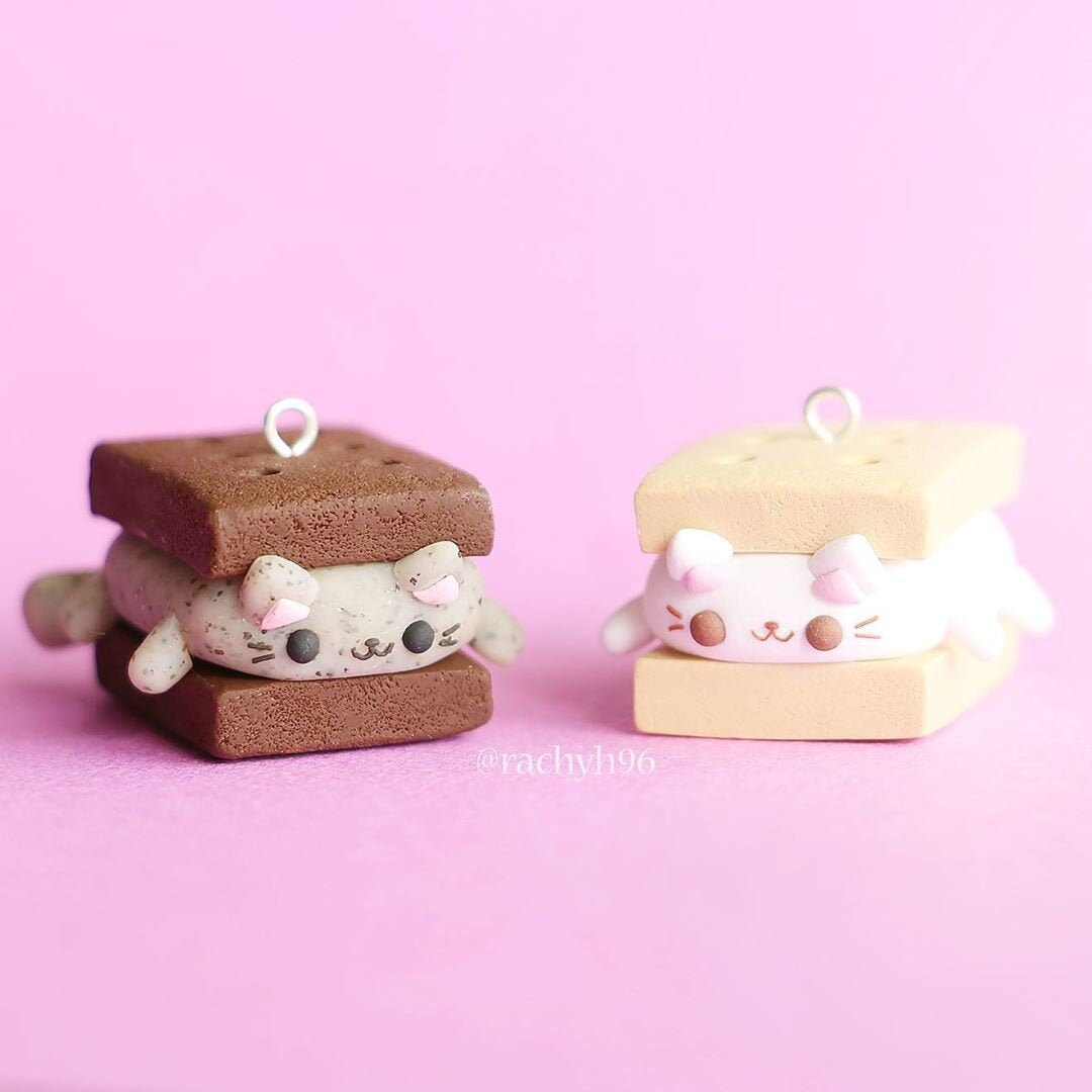 Neko Katze Kawaii Ice Cream Sandwich Handgemacht Etsy