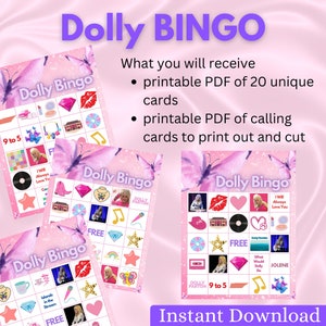 Dolly Parton Party Bingo Game, Instant Download, PDFs, Country Music Bingo