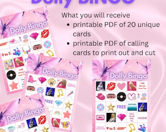 Dolly Parton Party Bingo Game, Instant Download, PDFs, Country Music Bingo