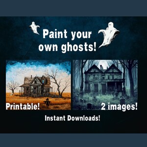 Halloween Prints, Paint you own ghosts! Set of 2 Images! Instant downloadable and printable Halloween photos. PNG files.