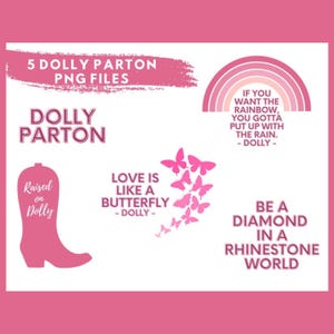 Dolly Parton png files, set of 5 files, instant downloads for sublimation, pink images