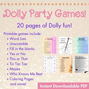Dolly Parton Party Games, Instant Download