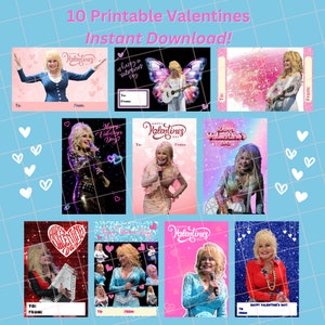 Dolly Printable Valentine Cards - Kids Valentines Card - Instant Download Valentine's Day Cards - Digital Valentine Cards